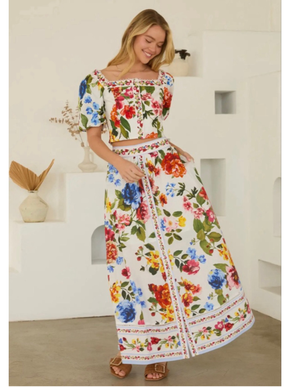 Skies are Blue| Smocked Floral 2pc Skirt set| NWT| XS-XL